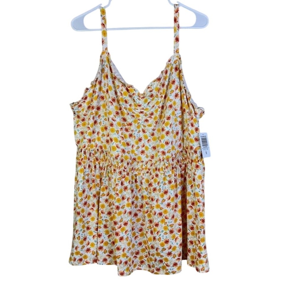 Torrid Super‎ Soft Floral Print Knit Cami Top Sleeveless Yellow Plus Size 4X